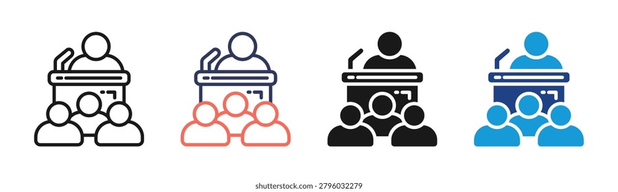Diplomatic Speech icon set multiple style collection