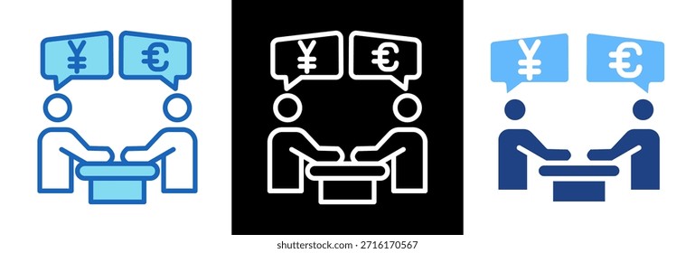 Ilustración vectorial de estilo triple Diplomatic Trade Icon