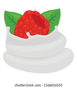 
Dipped berry in a cream showing raspberry whipped 
