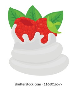 
Dipped berry in a cream showing raspberry whipped 
