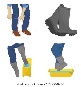 Dipping Boots in disinfectant For farm disease prevention systems