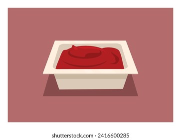 Dipping sauce. Simple flat illustration in perspective view.