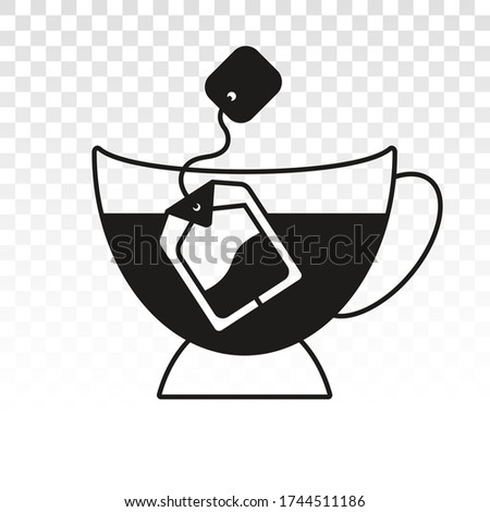 Dipping teabag / tea bag into a glass - Flat icon on a transparent background