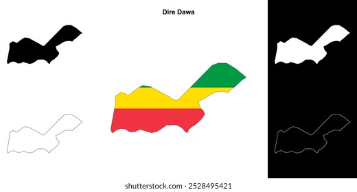 Dire Dawa outline map set