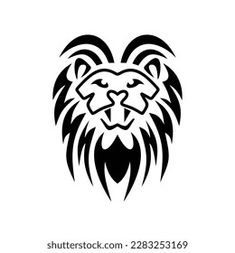 dire lion head vector logo design in black