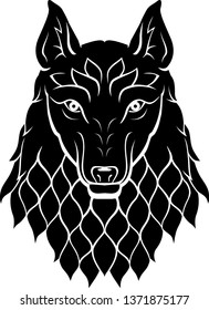 Dire Wolf Head Front Sigil Silhouette
