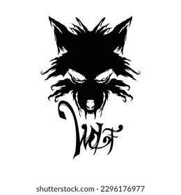 dire wolf head vector illustration