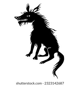 Dire Wolf silhouette vector illustration isolated on white background for zoo, halloween poster, flyer, book cover illustration design.