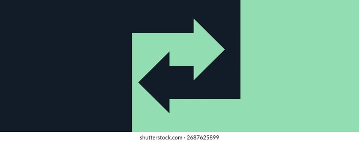 Projeto de cabeçalho conceitual abstrato orientado a ação e direto com setas opostas e ilustração vetorial de formas geométricas mínimas.