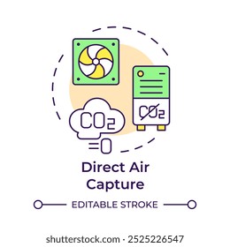 Direct air capture multi color concept icon. Carbon management, ventilation. Filtration system. Round shape line illustration. Abstract idea. Graphic design. Easy to use infographic, presentation