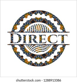 Direct arabic style badge. Arabesque decoration.