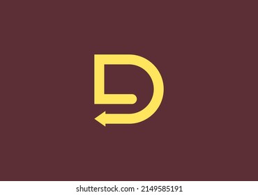 Letra de diseño de línea de flecha directa D 