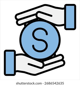Ilustración de icono único azul negro de costo directo