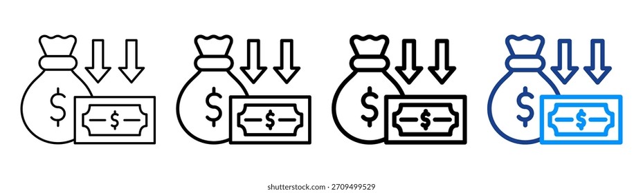 Ícone de Custo Direto Conjunto de Coleta de Outline Diferente