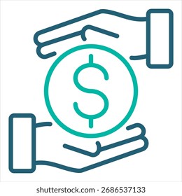 Ilustración de icono único de contorno de costo directo