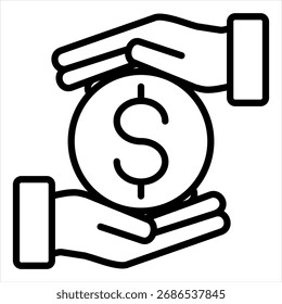 Ilustración de icono único de contorno de costo directo