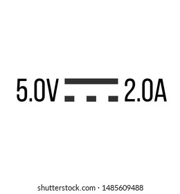 Direct Current DC Symbol Sign for 5V and 2A, Vector Illustration, Isolate On White Background.