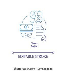 Direct debit blue gradient concept icon. Financial withdrawal idea thin line illustration. Bank transaction. Online banking operation. Payment method. Vector isolated outline drawing