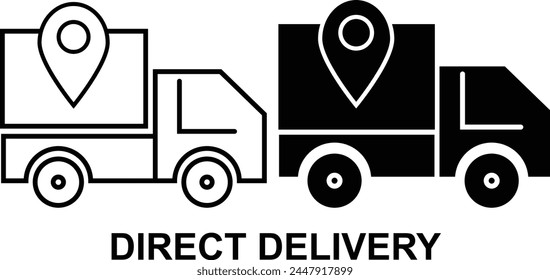 Direct Delivery Black and White icon set. Editable Set of Delivery and Logistics web icons in line and fill style. High quality business icon set of Logistics