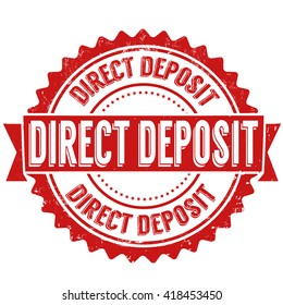 Direct deposit grunge rubber stamp on white background, vector illustration