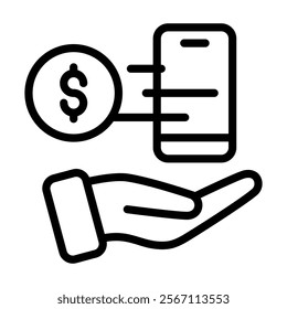 Direct Deposit Icon Lineal Style Vector Illustration