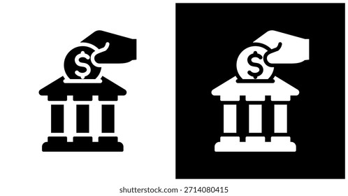 Conjunto De Iconos De Depósito Directo En Fondo Blanco Y Negro