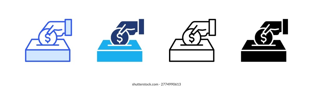 Direct Deposit Multiple Style Icon Set Vector