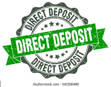 direct deposit. stamp. sticker. seal. round grunge vintage ribbon direct deposit sign