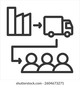 Direct Distribution Outline Icon Vector Illustration