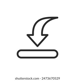 Direkter Download, Linearsymbol. Pfeil nach unten. Bearbeitbare Strichbreite