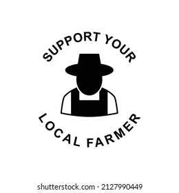 Directo desde el icono de etiqueta del agricultor en glifo plano negro, estilo relleno aislado en fondo blanco