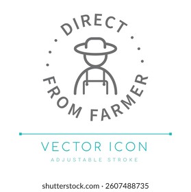 Direct From Farmer Line Icon, Sustainably Farmed Eco Friendly Icon, Food and Drinks, Cosmetics Symbols, Skin Care Icons, Skincare Packaging Labels