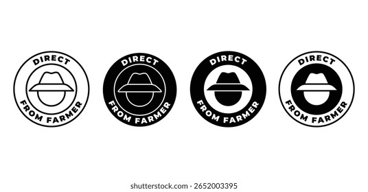 Direct From Farmer Logo Icon Design Black and White Circular Symbols Stamp Vector Design 