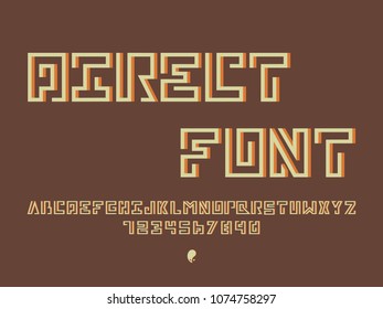 Direct font. Vector alphabet letters. Typeface design. 