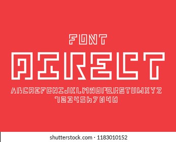 Direct font. Vector alphabet letters. Typeface design. 
