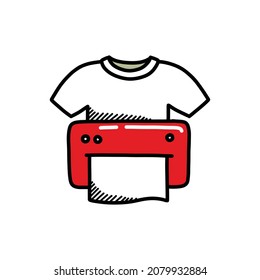 direct to garment printing doodle icon, vector illustration