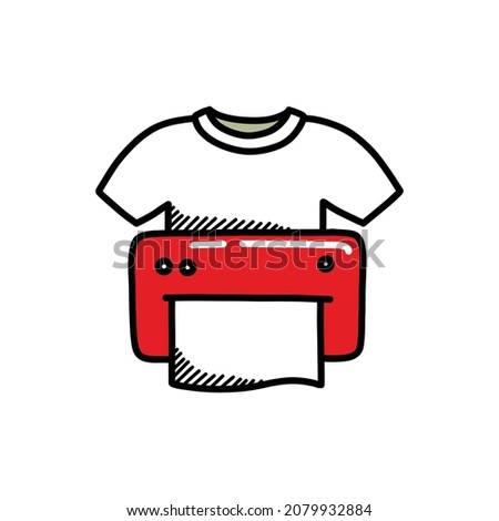 direct to garment printing doodle icon, vector illustration