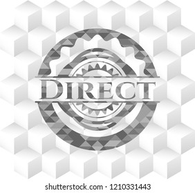 Direct grey badge with geometric cube white background