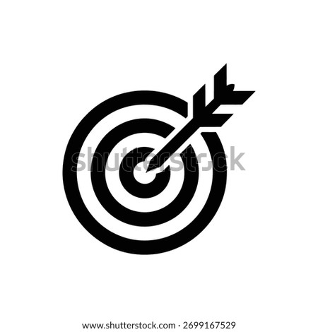A direct hit icon featuring an arrow piercing the center of a concentric circle target with a transparent backdrop emphasizing achievement.