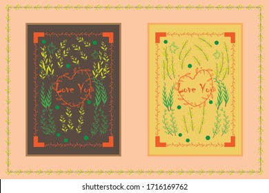 Direct illustrator drawn Love flyer card design with bleed and safe zone and two theme one is night colored and other is day colored for marriage valentine anniversary purpose with my own made brushes