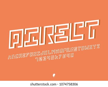 Direct Italic font. Vector alphabet letters. Typeface design. 