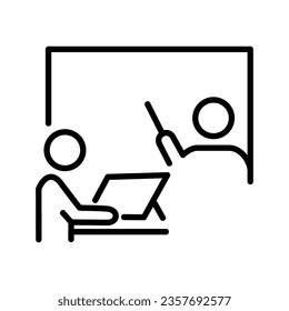 Direct learning related icon, useful as symbol for school activity use. Editable black outline vector illustration.