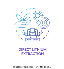 Direct lithium extraction blue gradient concept icon. Batteries production industry. Refining process. Round shape line illustration. Abstract idea. Graphic design. Easy to use in brochure, booklet