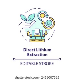 Direct lithium extraction multi color concept icon. Batteries production industry. Refining process. Round shape line illustration. Abstract idea. Graphic design. Easy to use in brochure, booklet