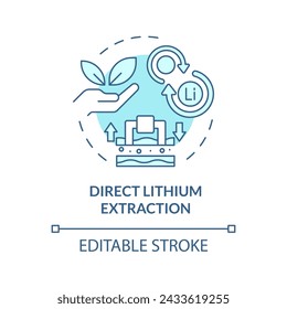 Direct lithium extraction soft blue concept icon. Batteries production industry. Refining process. Round shape line illustration. Abstract idea. Graphic design. Easy to use in brochure, booklet