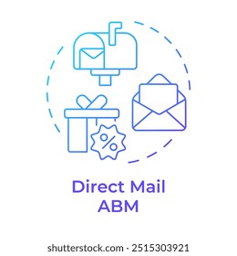 Direct mail abm blue gradient concept icon. Targeted marketing, discounts advertising. Round shape line illustration. Abstract idea. Graphic design. Easy to use in infographic, presentation