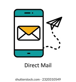 Direct Mail Filled Outline Icon Design illustration. Digital Marketing Symbol on White background EPS 10 File