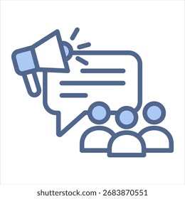 Ilustración vectorial de icono azul de marketing directo