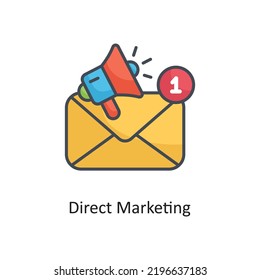 direct marketing Filled Outline Vector Icon Design illustration on White background. EPS 10 File