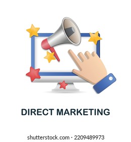 Direct Marketing Icon. 3d Illustration From Digital Marketing Collection. Creative Direct Marketing 3d Icon For Web Design, Templates, Infographics And More